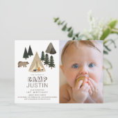 Invitation Camping Tente Bear Boy 1er Anniversaire Photo (Debout devant)