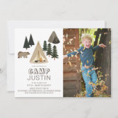 Invitation Camping Tente Bear Boy Anniversaire Photo Invitati (Devant)