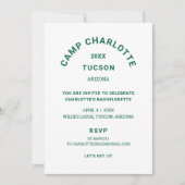 Invitation Camping Trip Forest Green Bachelorette Party (Devant)