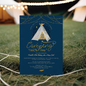 Invitation Camping Under the Stars Tepee Navy & Gold Birthday