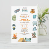 Invitation Camping Watercolor Campout extérieur Anniversaire (Debout devant)