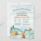 Invitation Camping Woodland Adventure Tente Campout Anniversa (Devant)