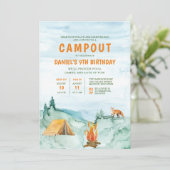 Invitation Camping Woodland Watercolor Campout Anniversaire (Debout devant)