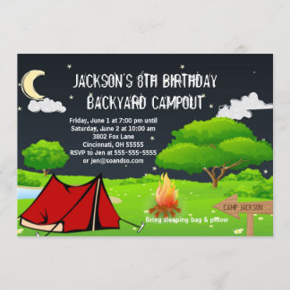 Invitation Campout Sleepover Personnalisé Anniversaire Fête I