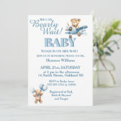 Invitation Can Bearly Wait- mignonne Garçon Teddy Bear en avi (Debout devant)