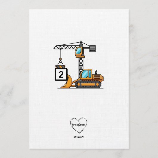 Invitation Can You Dig It, Construction 2nd Birthday (Dos)