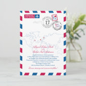 Invitation Canada Irlande Suède Airmail Mariage de coeur (Debout devant)