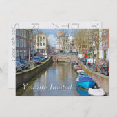 Invitation Canal d'Amsterdam avec des bateaux (Devant / Derrière)