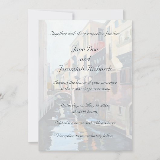 Invitation Canal de Venise (Dos)