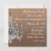 Invitation Canapé Damas Chandelier Fête de Chauffage (Dos)