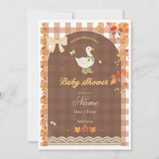 Invitation Canard automnal rustique | Gingham campagnard & Fe
