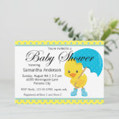 Invitation Canard avec Baby shower parapluie (Debout devant)