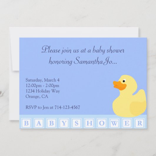 Invitation Canard baby shower (Devant)