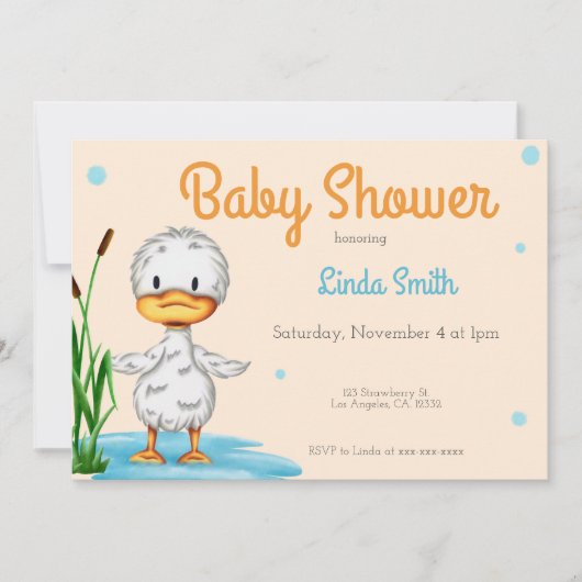 Invitation Canard blanc mignon dans un Baby shower neutre en (Devant)