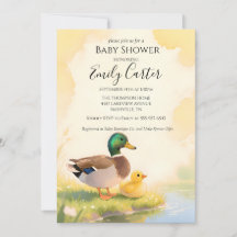 Canard colvert avec bébé caneton Shower de bébé