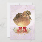 Invitation Canard d'aquarelle dans Bottes en caoutchouc rouge (Dos)