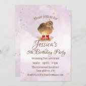 Invitation Canard d'aquarelle dans Bottes en caoutchouc rouge (Devant / Derrière)