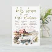 Invitation Canard d'aquarelle de ferme avec Baby shower de co (Debout devant)