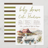 Invitation Canard d'aquarelle de ferme avec Baby shower de co (Devant / Derrière)