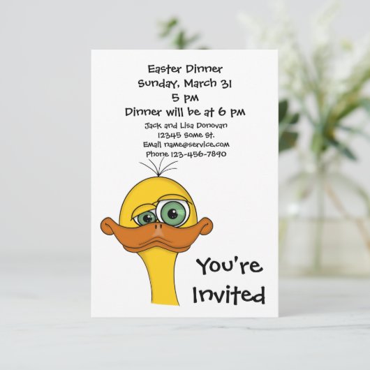 Invitation Canard de Pâques (Debout devant)