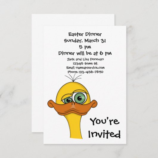 Invitation Canard de Pâques (Devant / Derrière)