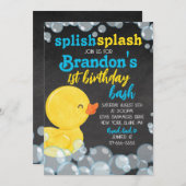 Invitation Canard en caoutchouc à l'aquarelle Tableau noir Jo (Devant / Derrière)