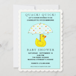Invitation Canard en caoutchouc avec parapluie pour Baby Show