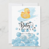 Invitation Canard en caoutchouc | Baby shower bleu (Devant)