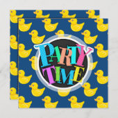 Invitation Canard en caoutchouc bleu et jaune, canard (Devant / Derrière)