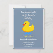 Invitation canard en caoutchouc jaune -fête d'anniversaire (Devant)