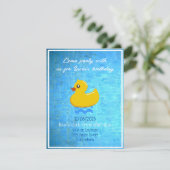 Invitation canard en caoutchouc jaune - fête d'anniversaire (Debout devant)