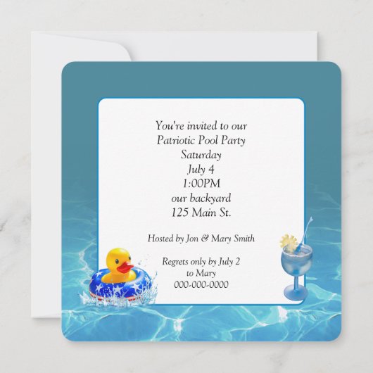 Invitation Canard en caoutchouc jaune patriotique pour une fê (Dos)