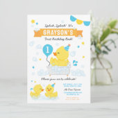 Invitation Canard en caoutchouc Premier anniversaire fête ble (Debout devant)