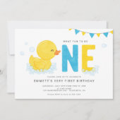 Invitation Canard en caoutchouc Premier anniversaire fête ble (Devant)