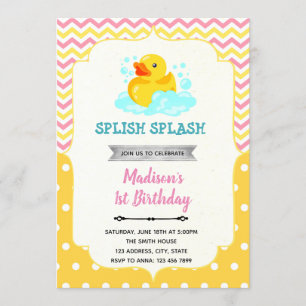 Invitation canard en caoutchouc rose et jaune