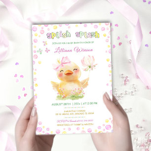Invitation Canard en caoutchouc rose modèle pour Baby Shower