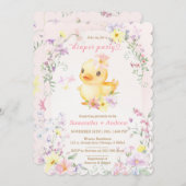 Invitation Canard en caoutchouc rose modèle pour fête de couc (Devant / Derrière)