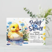Invitation Canard et Baby shower Fleur sauvage (Debout devant)