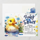 Invitation Canard et Baby shower Fleur sauvage (Devant / Derrière)