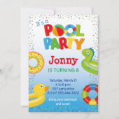 Invitation canard flottant Piscine fête, anniversaire de nata (Devant)