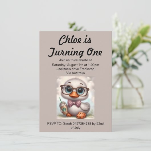 Invitation Canard frappe en crocs (Debout devant)