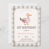 Invitation Canard Gingham Animal de Ferme (Devant)