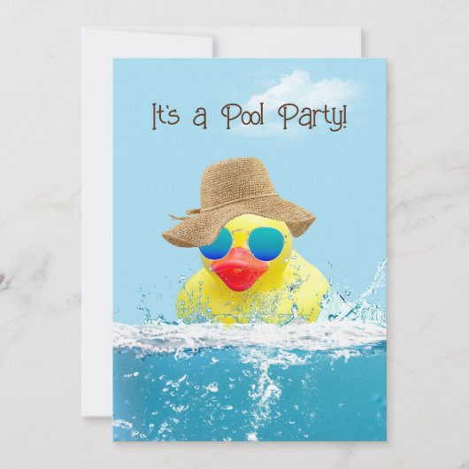 Invitation Canard jaune avec lunettes de soleil pour Pool Par (Devant)