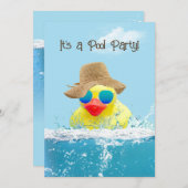 Invitation Canard jaune avec lunettes de soleil pour Pool Par (Devant / Derrière)
