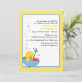 Invitation Canard Jaune, Parapluie, Coeurs, Baby shower Invit (Debout devant)