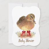 Invitation Canard mou dans le Baby shower des bottes rouges (Devant)