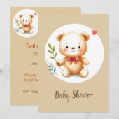 Invitation Canard mou dans le Baby shower des bottes rouges (Devant / Derrière)