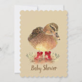 Invitation Canard mou dans le Baby shower des bottes rouges (Devant)