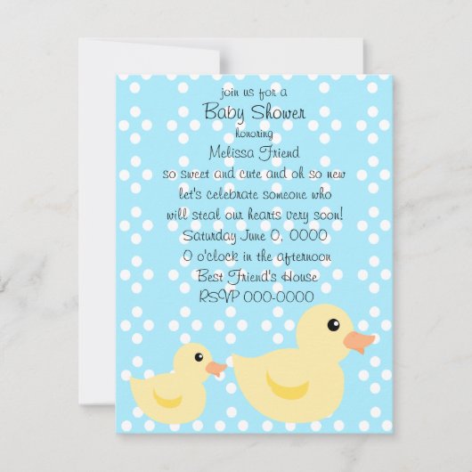 Invitation Canard pointu en bleu (Devant)