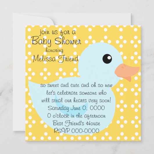 Invitation Canard pointu en bleu (Devant)